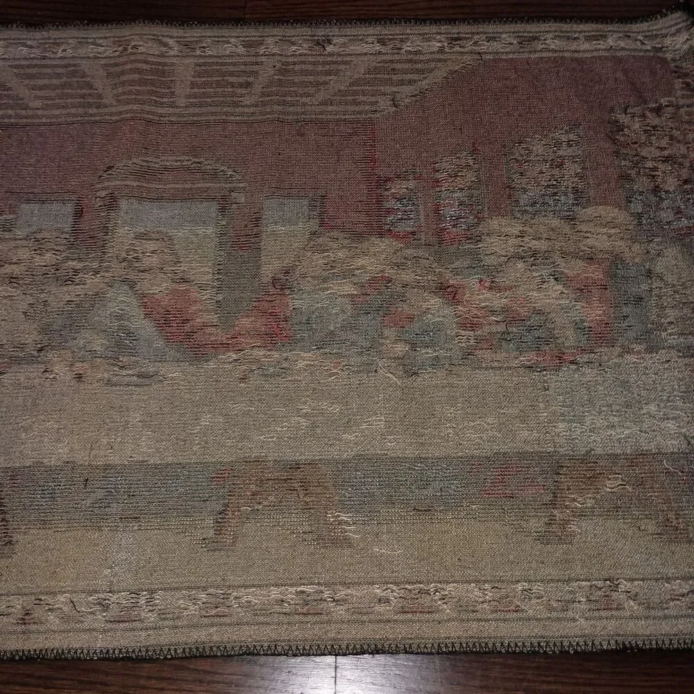Vintage The Last Supper Tapestry Made In Italy 36x20 Jesus Apostles Religious - Picture 15 of 16